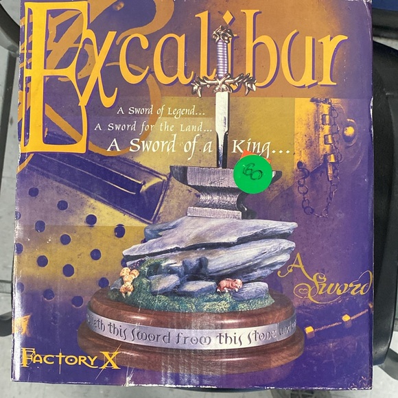 Excalibur Sword, Stone & Anvil Statue 24Kt Gold Plating by Factory X New In Box - Picture 8 of 16